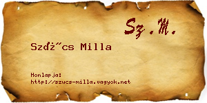 Szűcs Milla névjegykártya