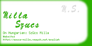 milla szucs business card